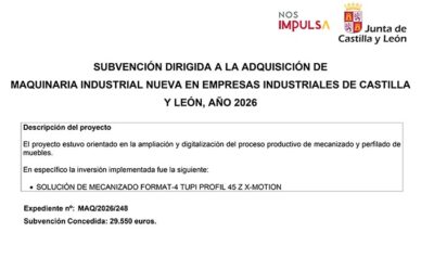 SUBVENCIÓN DIRIGIDA A LA ADQUISICIÓN DE MAQUINARIA INDUSTRIAL NUEVA CASTILLA Y LEÓN, AÑO 2026